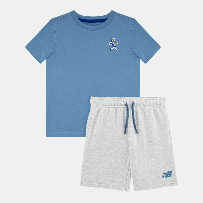New Balance Kids' Sneaker Guy Ringer T-Shirt And Shorts Set Blue image number 0