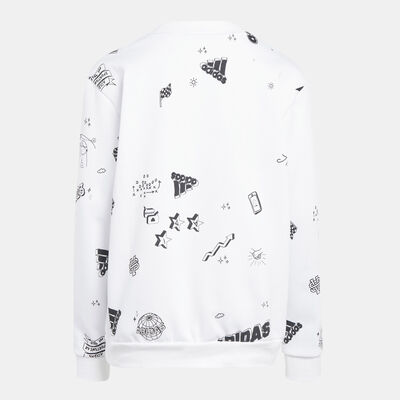 adidas Kids' Brand Love Allover Print Sweatshirt White