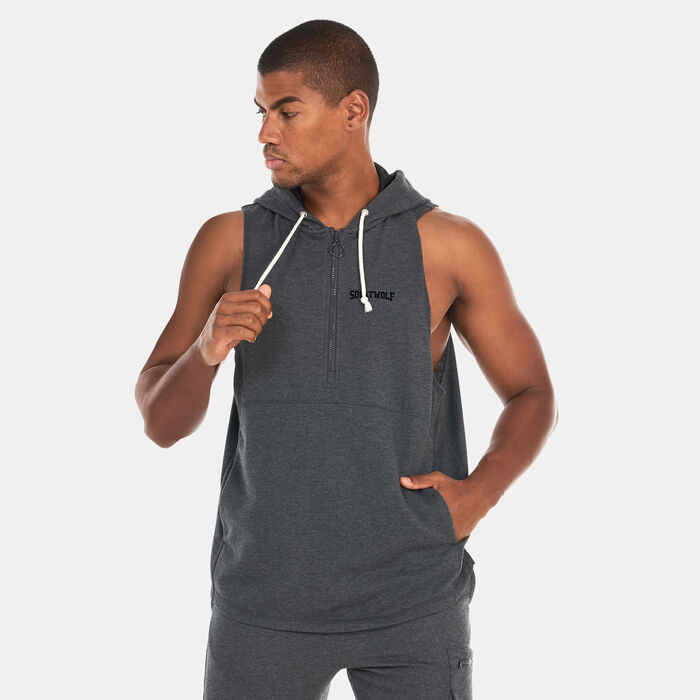 SQUATWOLF Men's Sleeveless Hoodie Black SQUATWOLF Men's Sleeveless Hoodie Black image number 0