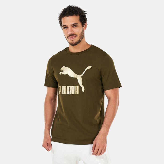 PUMA Men's Classics Logo Metallic T-Shirt Brown PUMA Men's Classics Logo Metallic T-Shirt Brown image number 0