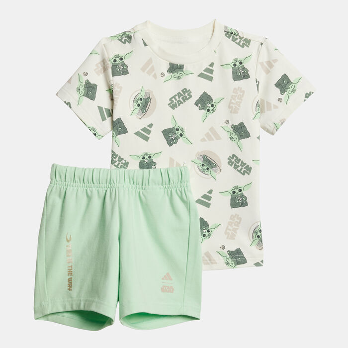 adidas Kids' Star Wars The Mandalorian T-Shirt and Shorts Set Black adidas Kids' Star Wars The Mandalorian T-Shirt and Shorts Set Black image number 0