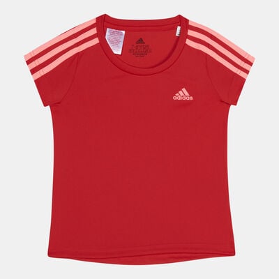 adidas Kids' Designed To Move 3-Stripes T-Shirt Red adidas Kids' Designed To Move 3-Stripes T-Shirt Red