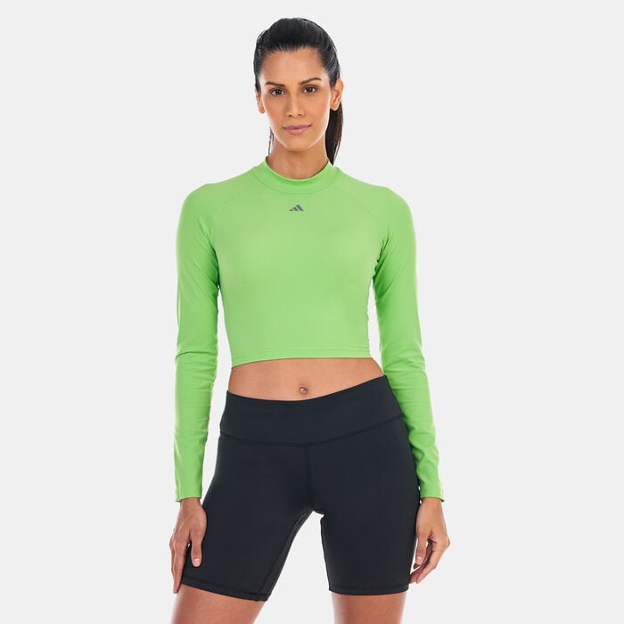 adidas Women's HIIT HEAT.RDY Long Sleeve Crop T-Shirt Green adidas Women's HIIT HEAT.RDY Long Sleeve Crop T-Shirt Green image number 0