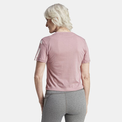 adidas Women's Train Essentials Train Cotton 3-Stripes Crop Top Purple adidas Women's Train Essentials Train Cotton 3-Stripes Crop Top Purple