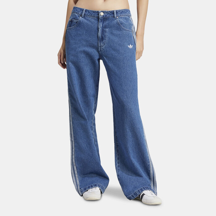 adidas Originals Women's Adicolor Denim 3-Stripes Track Pants Blue adidas Originals Women's Adicolor Denim 3-Stripes Track Pants Blue image number 0