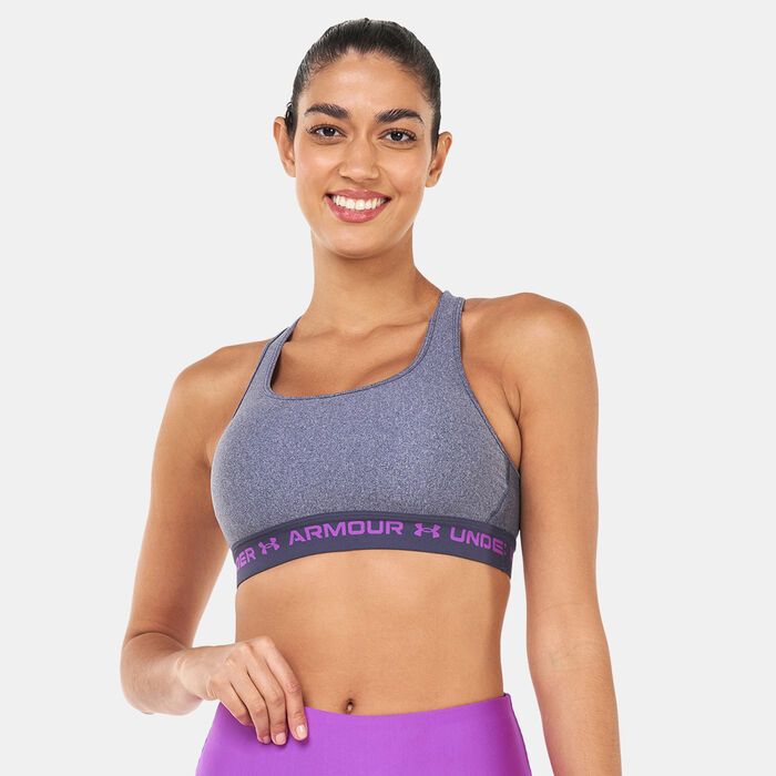 Under Armour Women's Crossback Mid Heather Sports Bra Grey Under Armour Women's Crossback Mid Heather Sports Bra Grey image number 0
