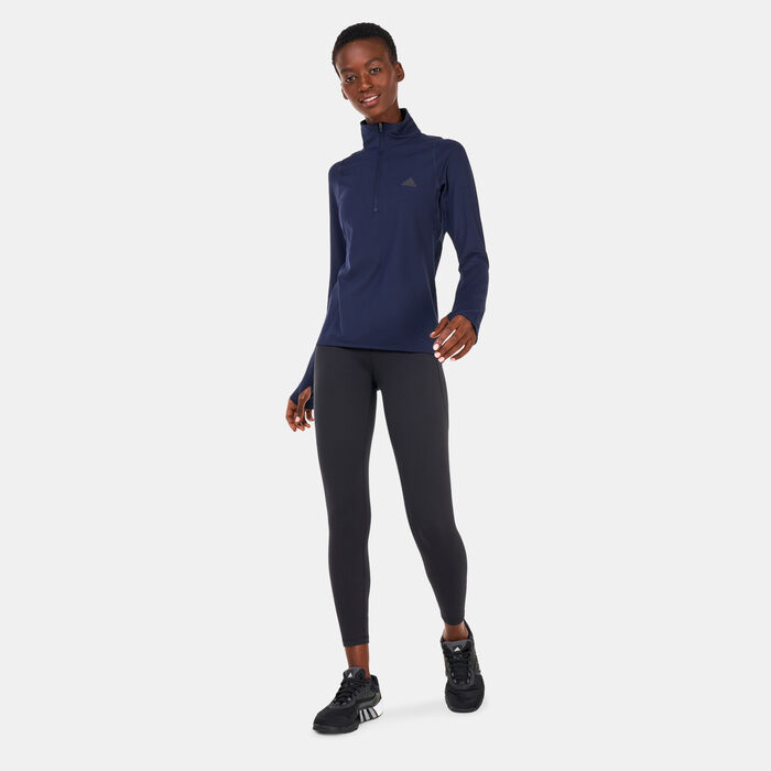 adidas Women's Run Fast 1/2 Zip Top Blue adidas Women's Run Fast 1/2 Zip Top Blue image number 2
