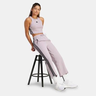 adidas Women's Future Icons 3-Stripes Open Hem Pants Purple