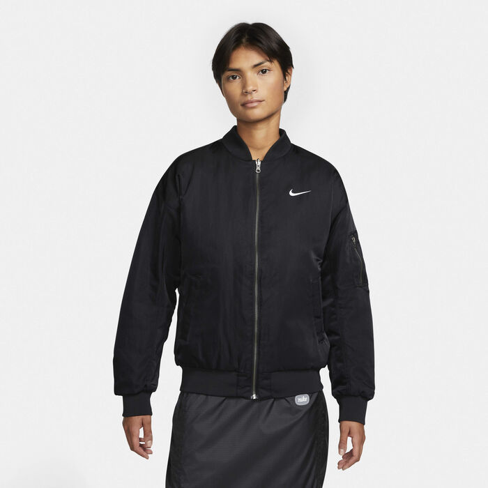 Nike Women's Sportswear Reversible Varsity Bomber Jacket Black Nike Women's Sportswear Reversible Varsity Bomber Jacket Black image number 0
