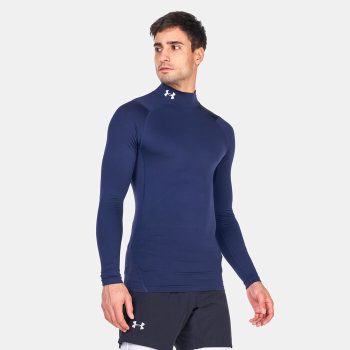 Under Armour Men's UA ColdGear® Compression Mock T-Shirt Blue Under Armour Men's UA ColdGear® Compression Mock T-Shirt Blue image number 0