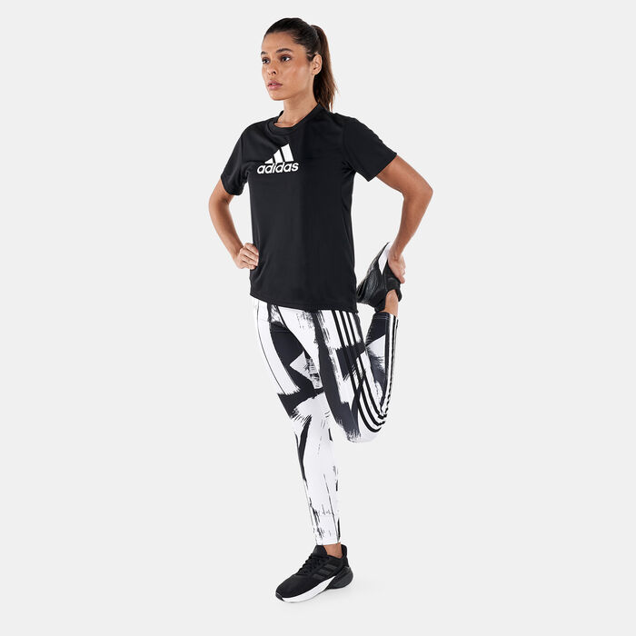 adidas Women's All Over Print 3-Stripes 7/8 Leggings Multi-Color adidas Women's All Over Print 3-Stripes 7/8 Leggings Multi-Color image number 2