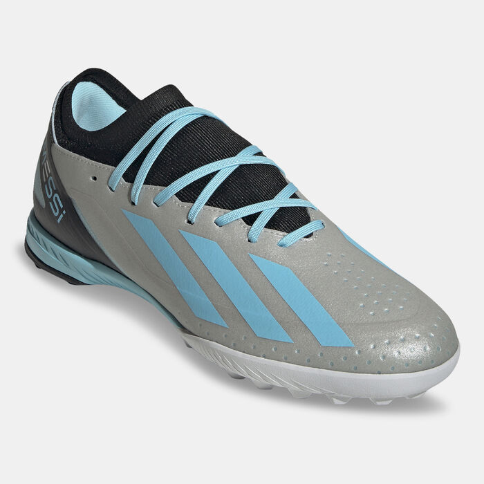 adidas Men's x Crazyfast Messi.3 Turf Ground Football Shoe Silver image number 1