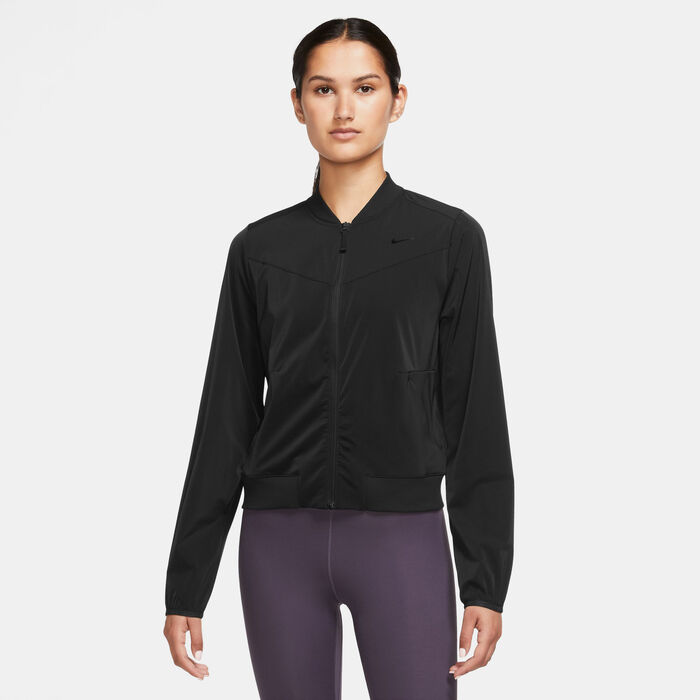 Nike Women's Dri-FIT Bliss Bomber Jacket Black Nike Women's Dri-FIT Bliss Bomber Jacket Black image number 0
