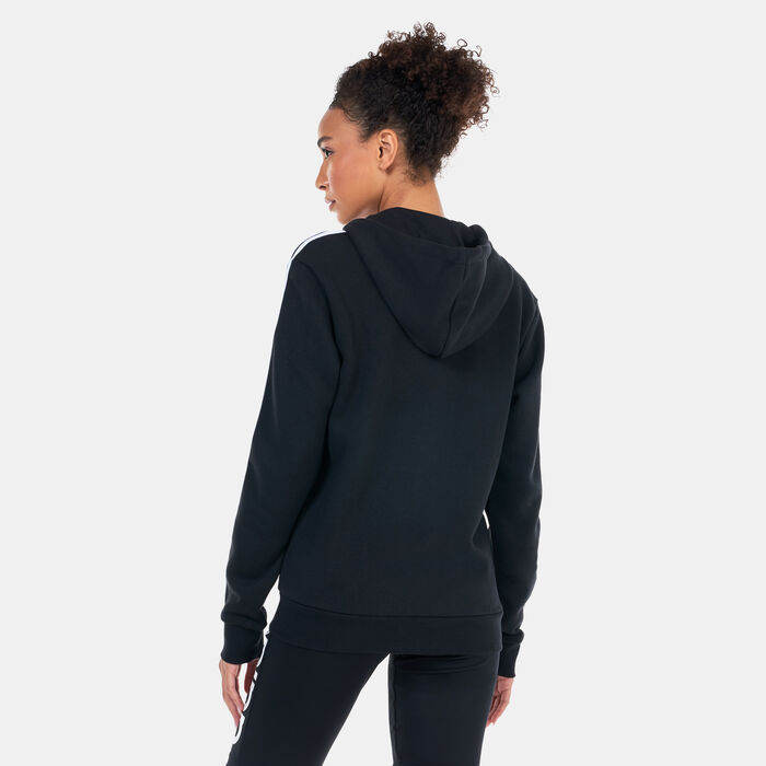 adidas Women's Essentials 3-Stripes Fleece Hoodie Black adidas Women's Essentials 3-Stripes Fleece Hoodie Black image number 1