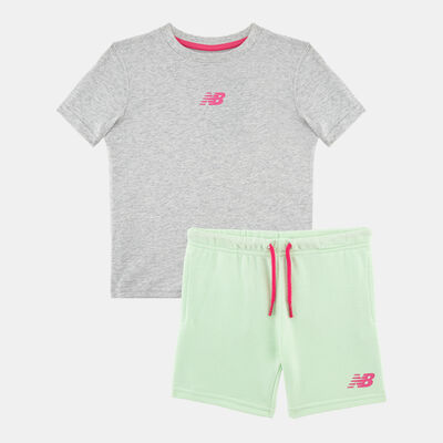 New Balance Kids' Athletics T-Shirt And Shorts Set Grey