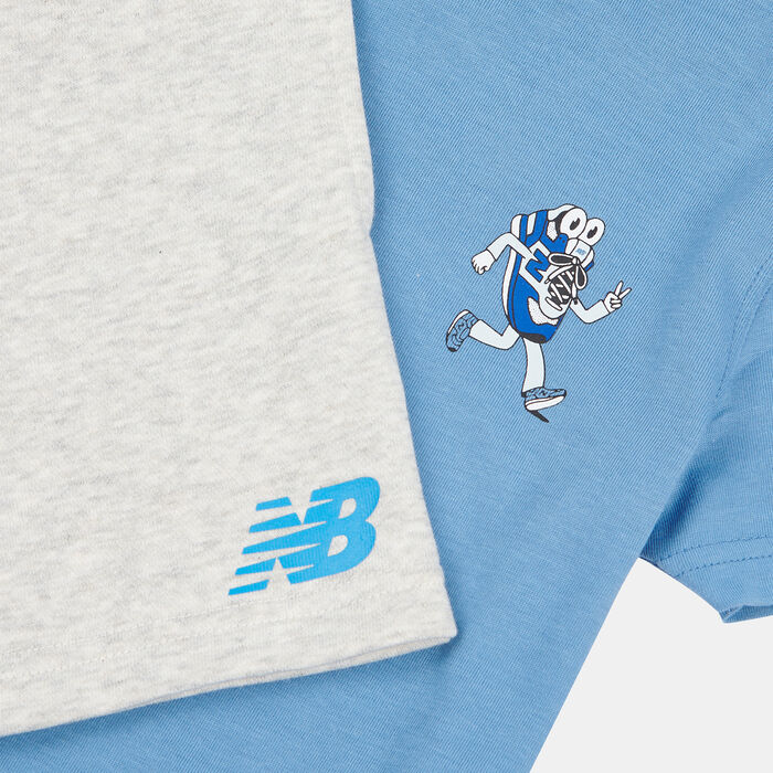 New Balance Kids' Sneaker Guy Ringer T-Shirt And Shorts Set Blue image number 2