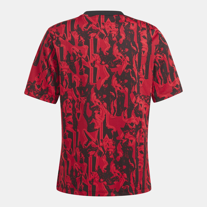 adidas Kids' Manchester United Pre-Match Football Jersey (Older Kids) Red adidas Kids' Manchester United Pre-Match Football Jersey (Older Kids) Red image number 1