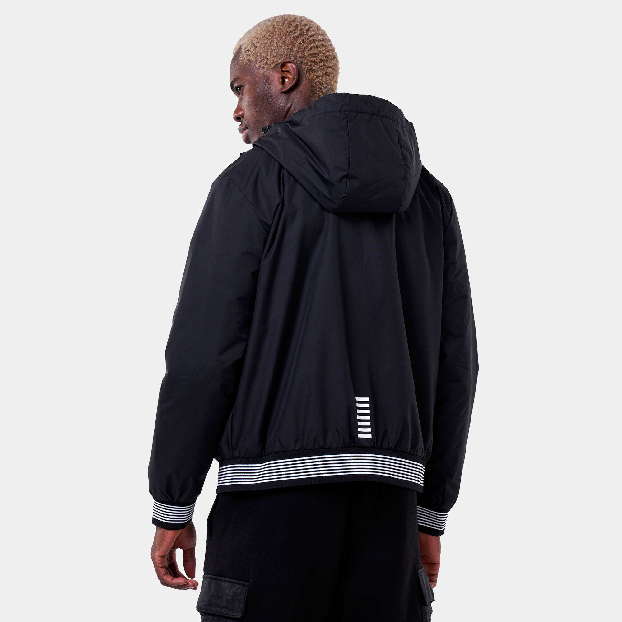 Armani ea7 core id hooded logo jacket in black shop