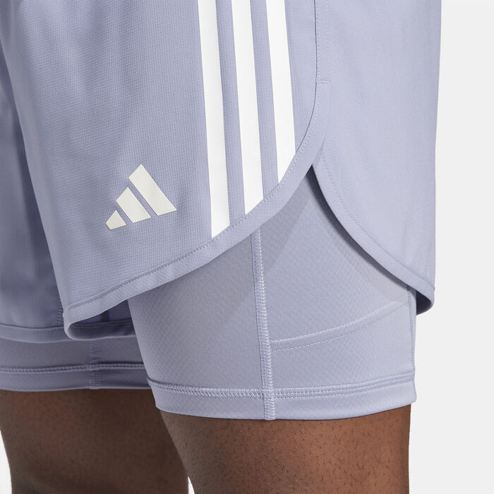 adidas Men's Own the Run 3-Stripes 2-in-1 Shorts Grey adidas Men's Own the Run 3-Stripes 2-in-1 Shorts Grey image number 3