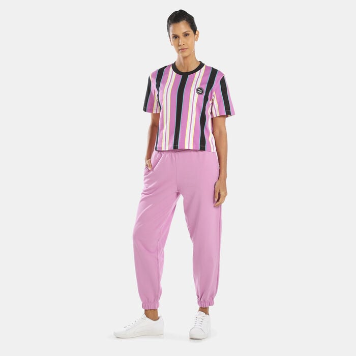 PUMA Women's SWxP All-Over-Print Relaxed T-Shirt Purple PUMA Women's SWxP All-Over-Print Relaxed T-Shirt Purple image number 2