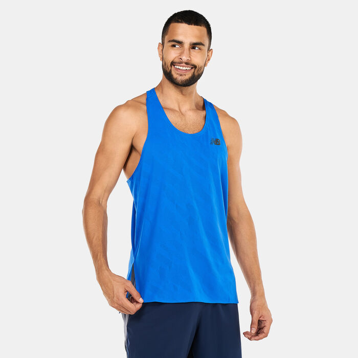 New Balance Men's Q Speed Jacquard Tank Top Blue image number 0