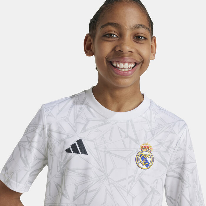 adidas Kids' Real Madrid Pre-Match Training Football Top White adidas Kids' Real Madrid Pre-Match Training Football Top White image number 3