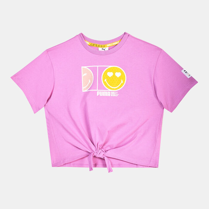 PUMA Kids' x SMILEYWORLD Knot T-Shirt Purple PUMA Kids' x SMILEYWORLD Knot T-Shirt Purple image number 0