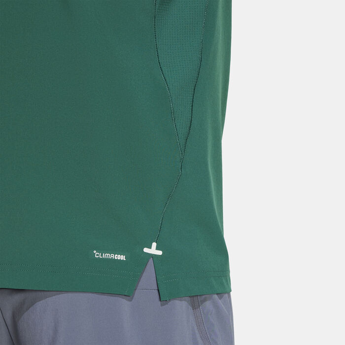 adidas Men's Gym+ 3-Stripes Pump Cover Training Top Green adidas Men's Gym+ 3-Stripes Pump Cover Training Top Green image number 4