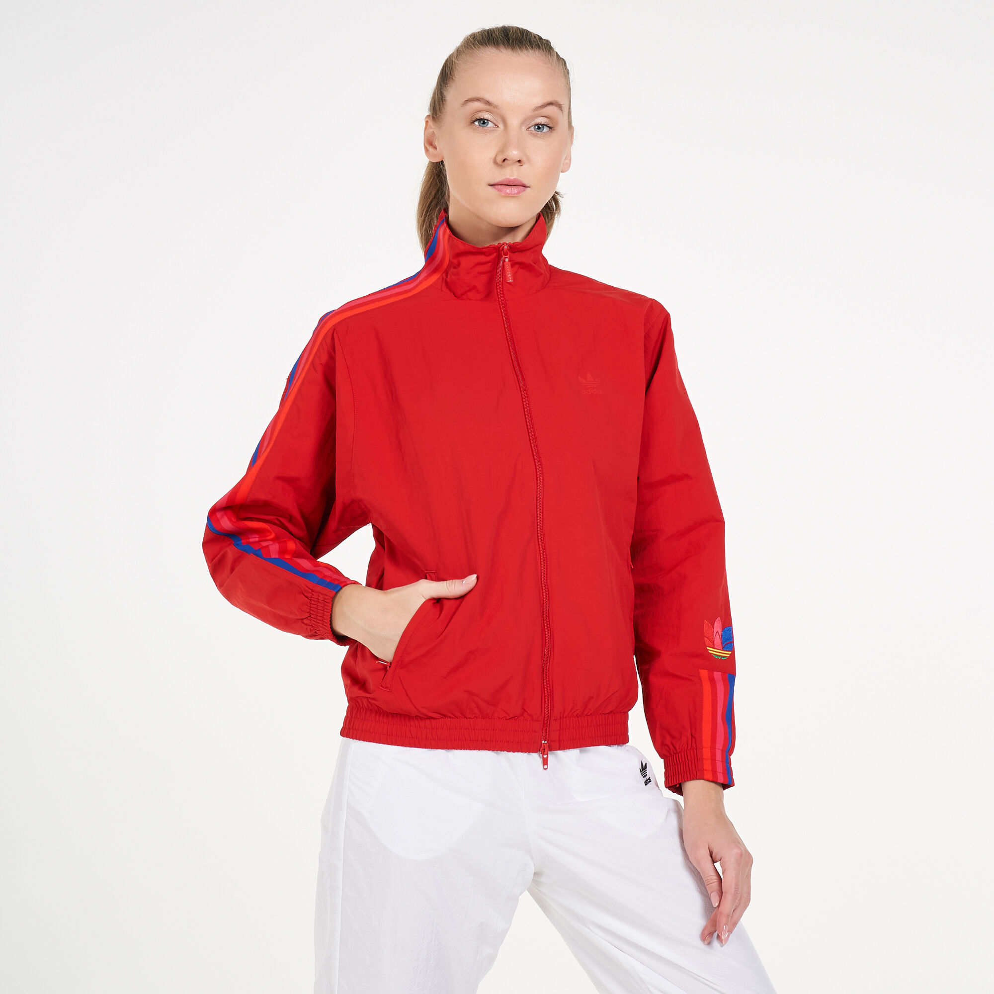 Adidas originals red outlet track jacket
