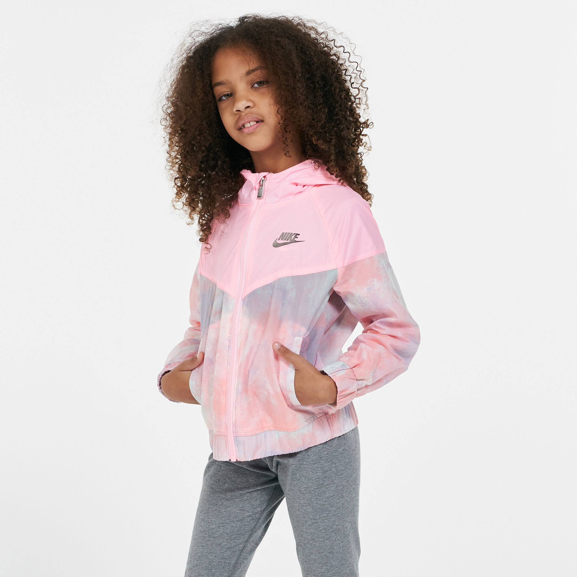 Nike windrunner jacket pink and shop white