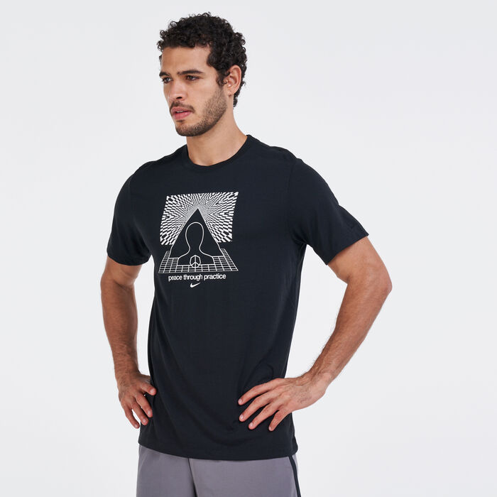 Buy Nike Men's Dri-FIT Yoga T-Shirt Black in KSA -SSS