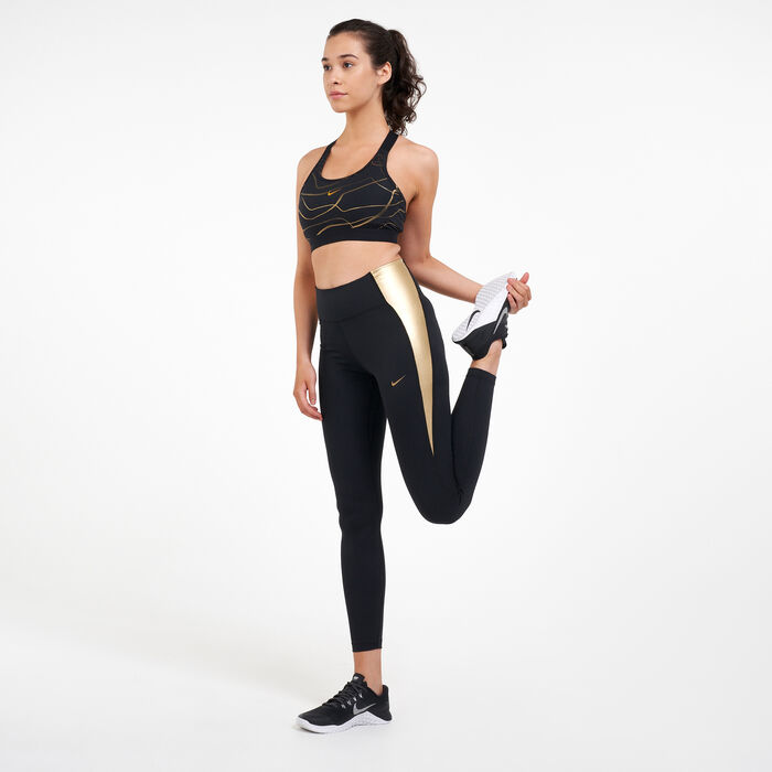 Nike Training Icon Clash bra and leggings in black and gold