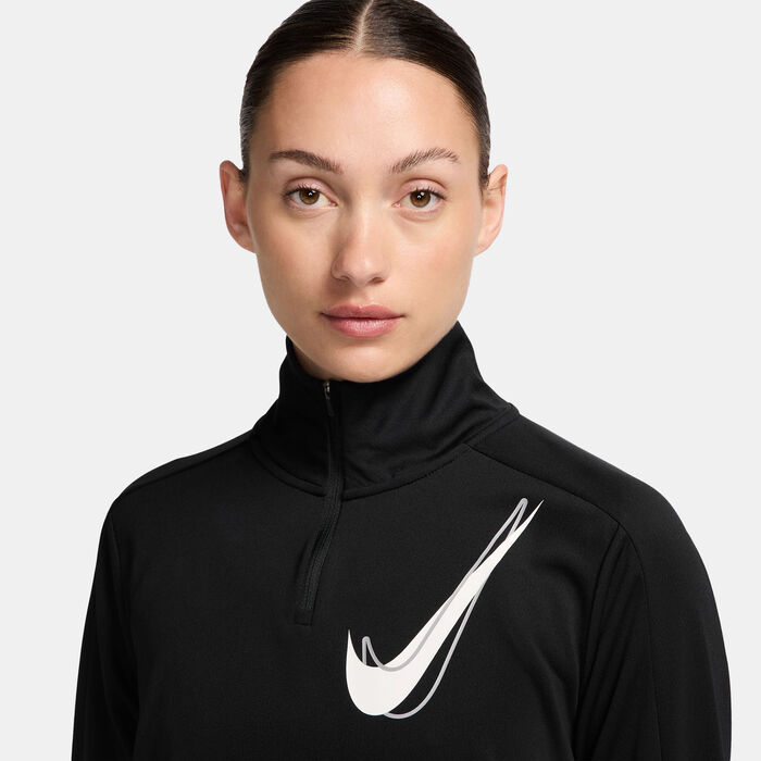 Nike Women's Swoosh Dri-FIT 1/2-Zip Mid Layer Running Top Black Nike Women's Swoosh Dri-FIT 1/2-Zip Mid Layer Running Top Black image number 2