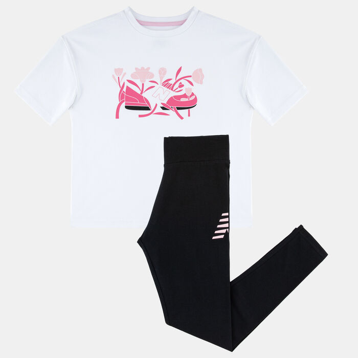 New Balance Kids' CDL Graphic T-Shirt And Leggings Set White New Balance Kids' CDL Graphic T-Shirt And Leggings Set White image number 0