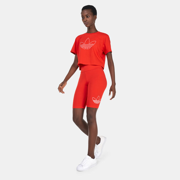 adidas Originals Women's Bike Shorts Red adidas Originals Women's Bike Shorts Red image number 2