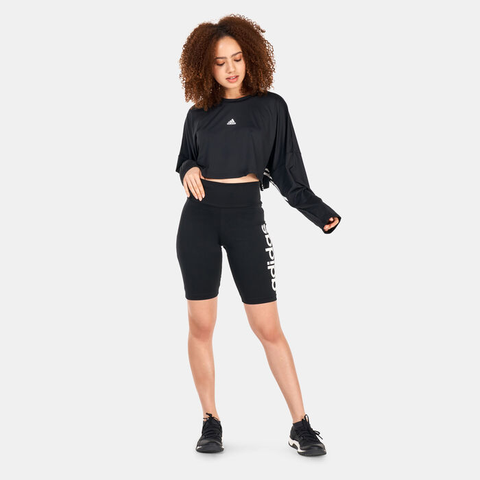 adidas Women's Hyperglam Cut 3-Stripes Lightweight Oversized Sweatshirt Black adidas Women's Hyperglam Cut 3-Stripes Lightweight Oversized Sweatshirt Black image number 2