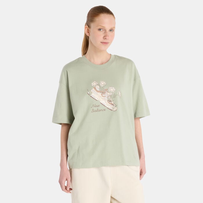 New Balance Women's Flower Shoe T-Shirt Green New Balance Women's Flower Shoe T-Shirt Green image number 0