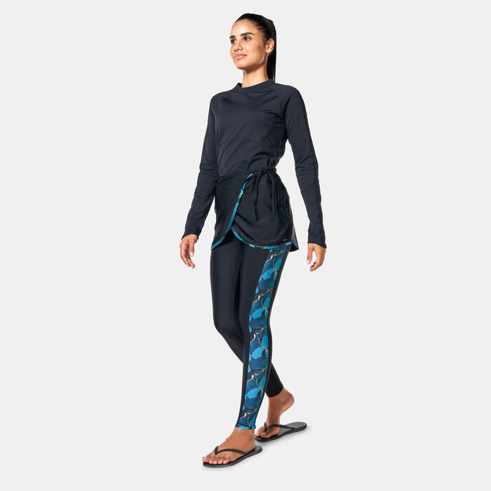 COEGA Women's Floral Printed Swim Wrap Black image number 2