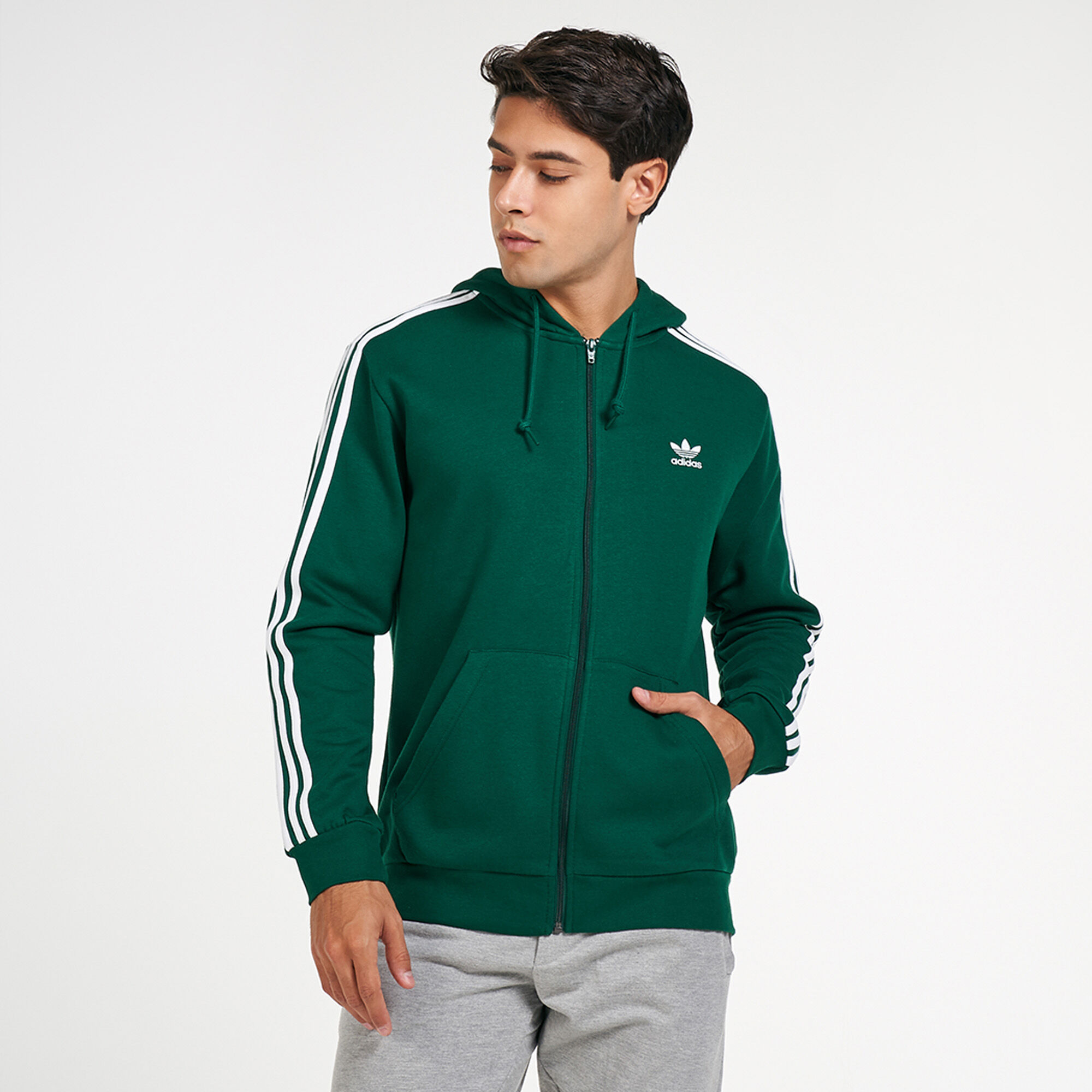 Adidas originals 3 deals stripe hoodie