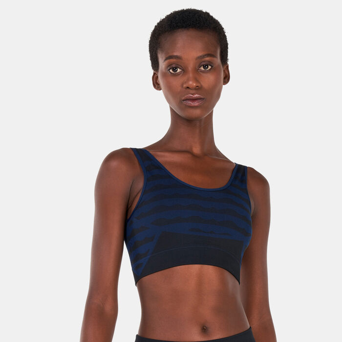 adidas Women's Marimekko AEROKNIT Sports Bra Blue adidas Women's Marimekko AEROKNIT Sports Bra Blue image number 0