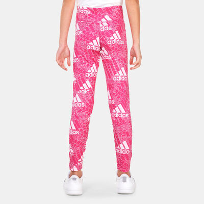 adidas Kids' AEROREADY Designed to Move BrandLove Leggings Pink