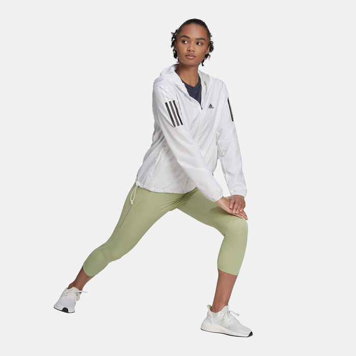 adidas Women's Own the Run Hooded Running Windbreaker Jacket White adidas Women's Own the Run Hooded Running Windbreaker Jacket White image number 2