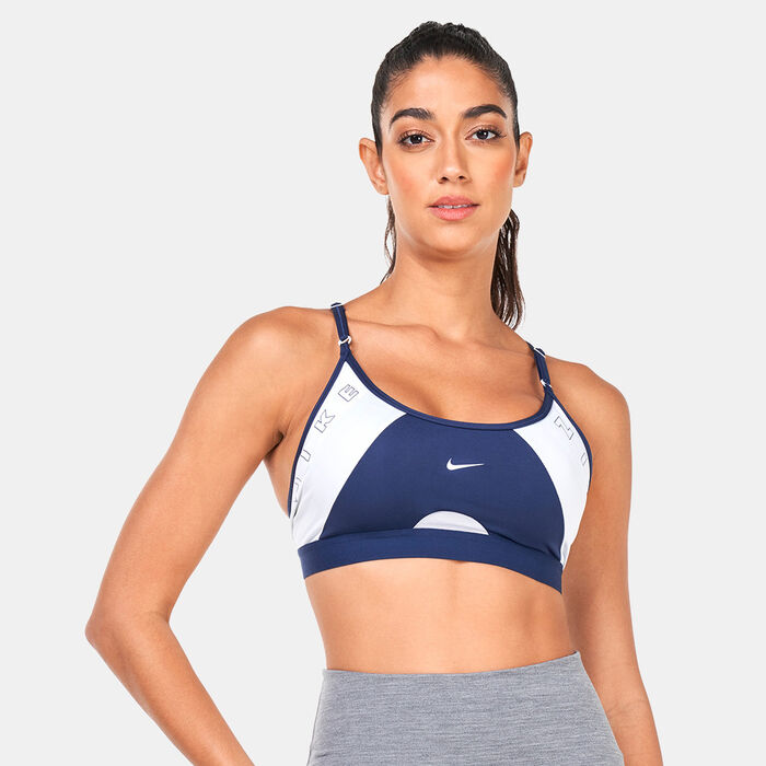 Nike Women's Dri-FIT Indy Logo Bra Blue Nike Women's Dri-FIT Indy Logo Bra Blue image number 0