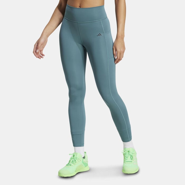 adidas Women's Optime Stash 7/8 Training Leggings Green adidas Women's Optime Stash 7/8 Training Leggings Green image number 0