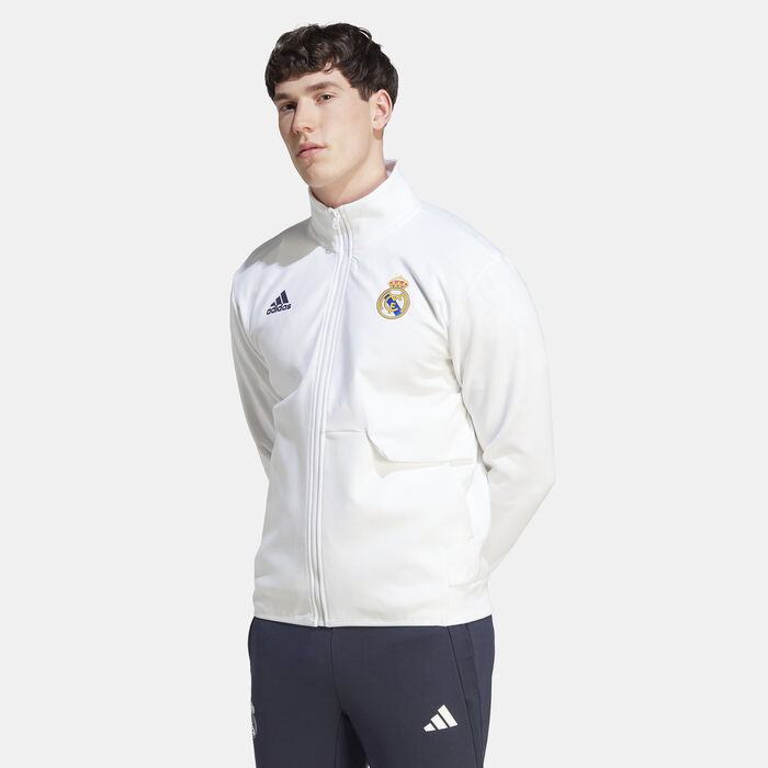 adidas Men's Real Madrid Anthem Jacket White adidas Men's Real Madrid Anthem Jacket White image number 0