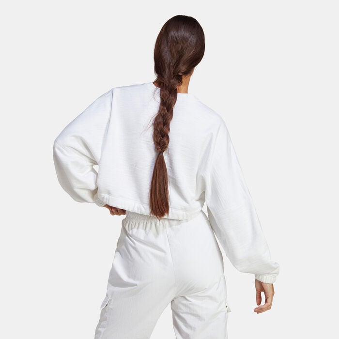 adidas Women's Dance Crop Sweatshirt White adidas Women's Dance Crop Sweatshirt White image number 1