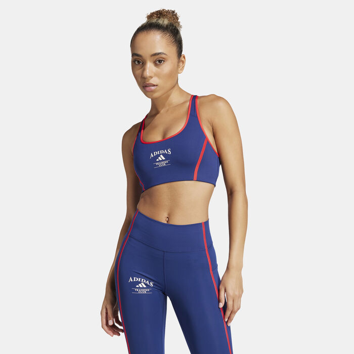 adidas Women's Powerimpact Medium-Support Heritage Training Sports Bra Blue adidas Women's Powerimpact Medium-Support Heritage Training Sports Bra Blue image number 0