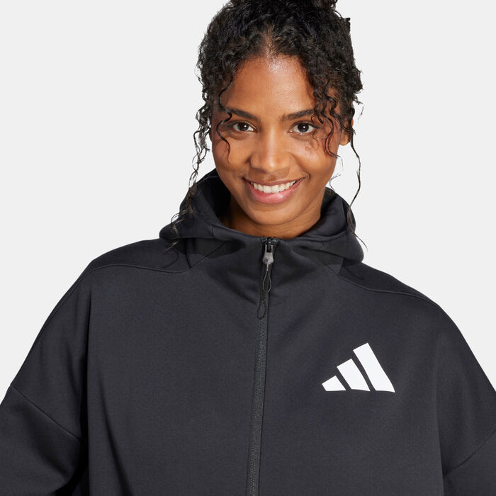 adidas Women's Z.N.E. Full-Zip Hoodie Black adidas Women's Z.N.E. Full-Zip Hoodie Black image number 4