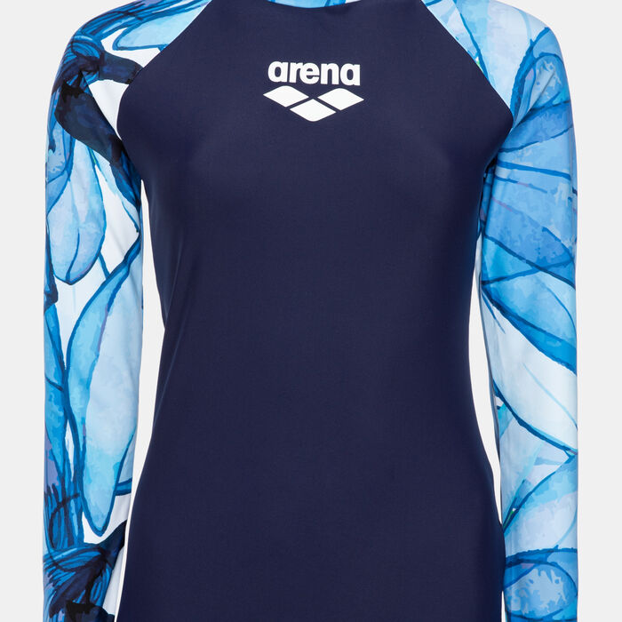 Arena Women's Modesty Long Sleeve Swimming Rashguard Blue image number 2