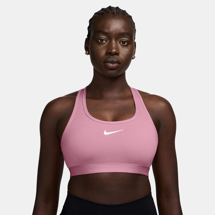 Nike Women's Dri-FIT Swoosh Medium-Support Training Sports Bra Pink image number 0